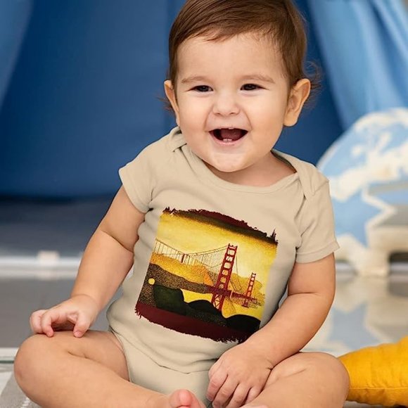 San Francisco Bridge Baby Jersey Onesie - Golden Gate Baby Onesie - Gustav Klimt - Picture 3 of 3
